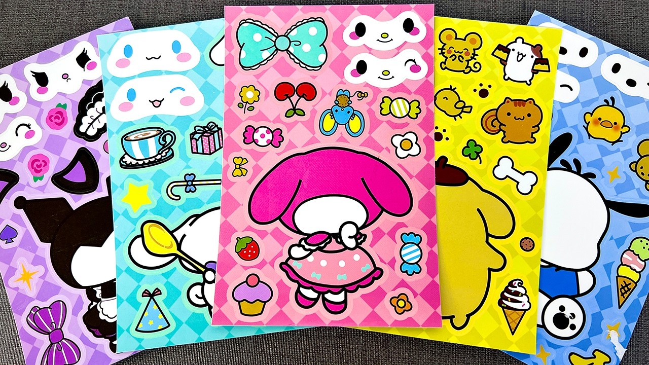 [✨Paper DIY✨] KUROMI, MY MELODY, HELLO KITTY SANRIO COMPILATION 💜 Sticker Book ASMR