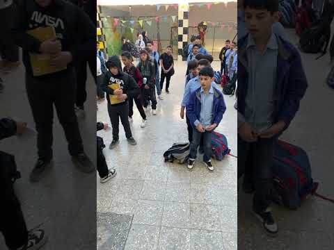 طابور الصباح ودخول الطلاب للغرف الصفية اذاعة المدرسة العربية
