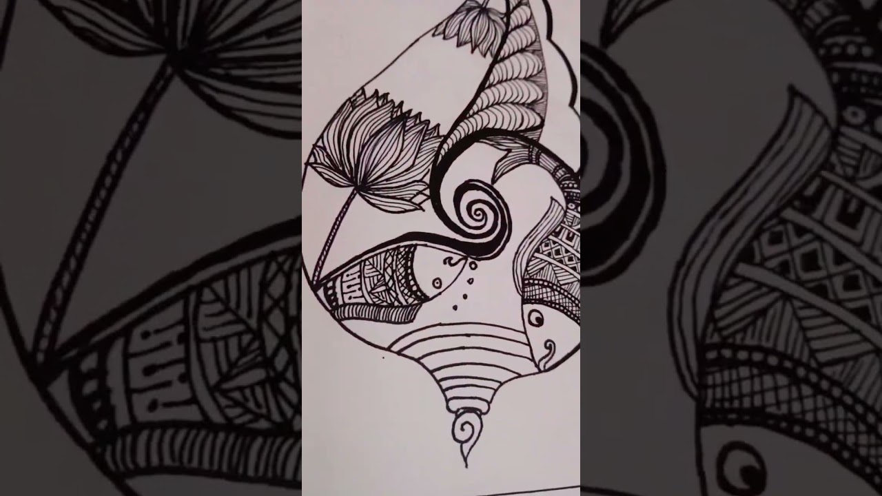 The beauty of mandala design on a sea shell shankh 