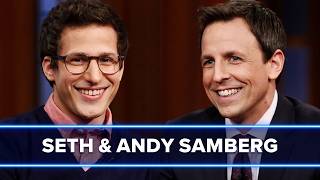 Andy Samberg Roasts Seth’s Dog Frisbee, Talks Nicolas Cage SNL Cameo | Late Night Throwback