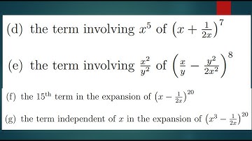 PART B. Write and simplify the indicated term in the expansions of the following.