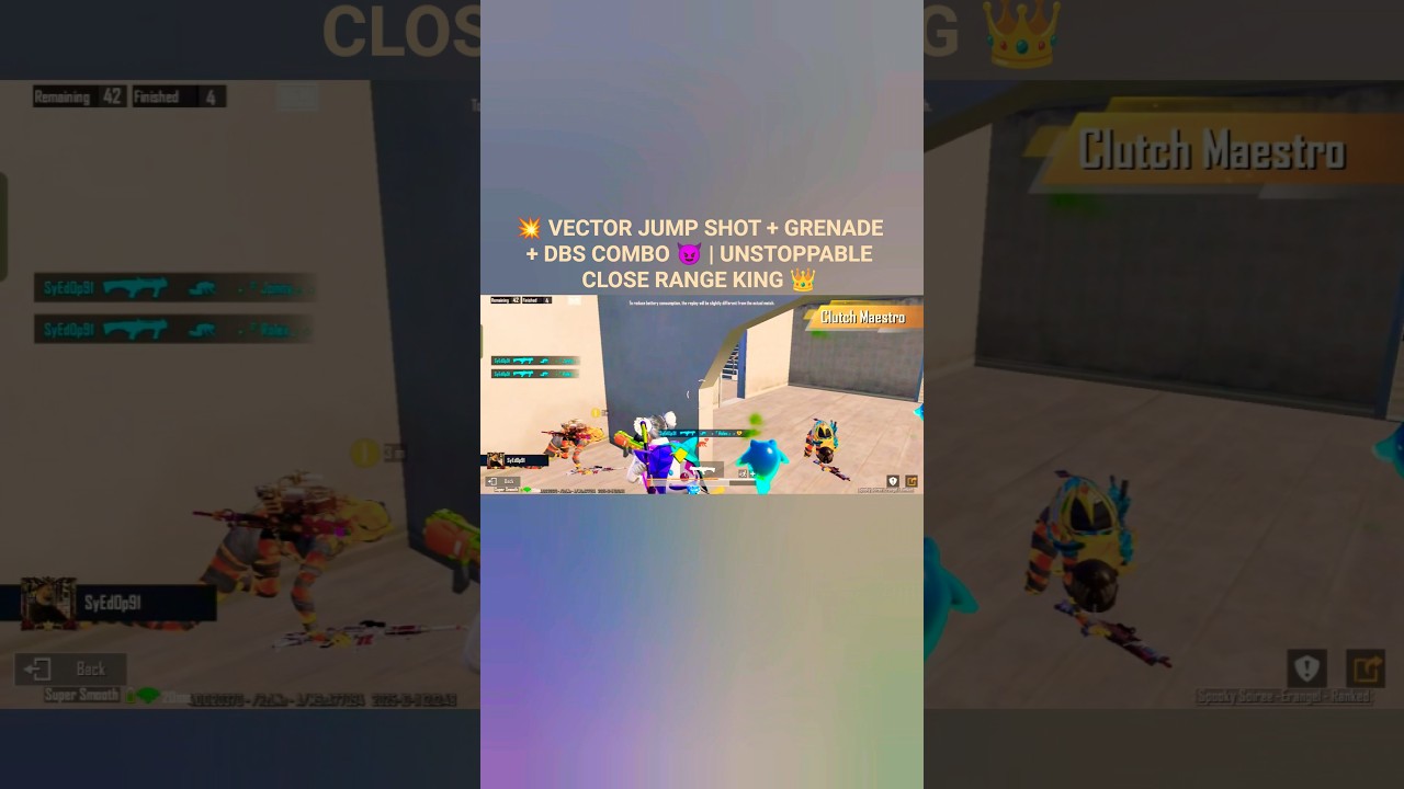 💥 VECTOR JUMP SHOT + GRENADE + DBS COMBO | UNSTOPPABLE CLOSE RANGE KING 👑 | BGMI Short by SyedOP91