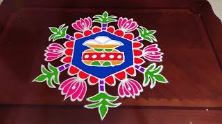 Dot Rangoli: 9x5 Middle dots |  Bhogi Kundala Muggulu || Easy Pongal Pot rangoli designs