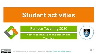 Level 1  Student activities during remote teaching Webinar 2