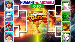 NEW SKIN 0.70 | HUMANS vs ANIMALS | Stumble Guys Tournament