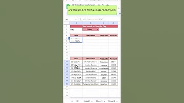 FILTER Function based on Specific day name in Google Sheet #shorts #googlesheetstutorials