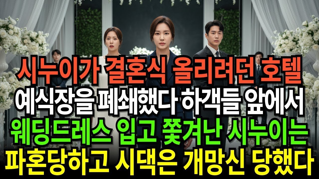 시누이가 결혼식 올리려던 호텔 예식장을 폐쇄 조치했다  하객들 앞에서 웨딩드레스 입고 쫓겨난 시누이는 파혼 당하고 시댁은 개망신 당했다!