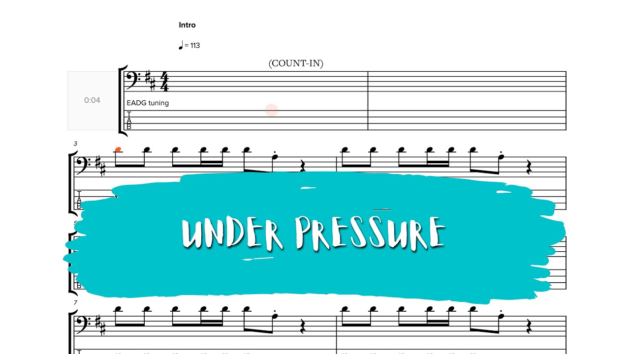 QUEEN Under Pressure Bass cover + Play along with score and BassTAB YouTube