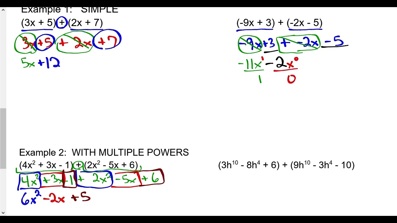 Lesson 8-2 Adding Polynomials