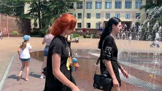 In The Fountain There White Jacket With A Denim Jacket