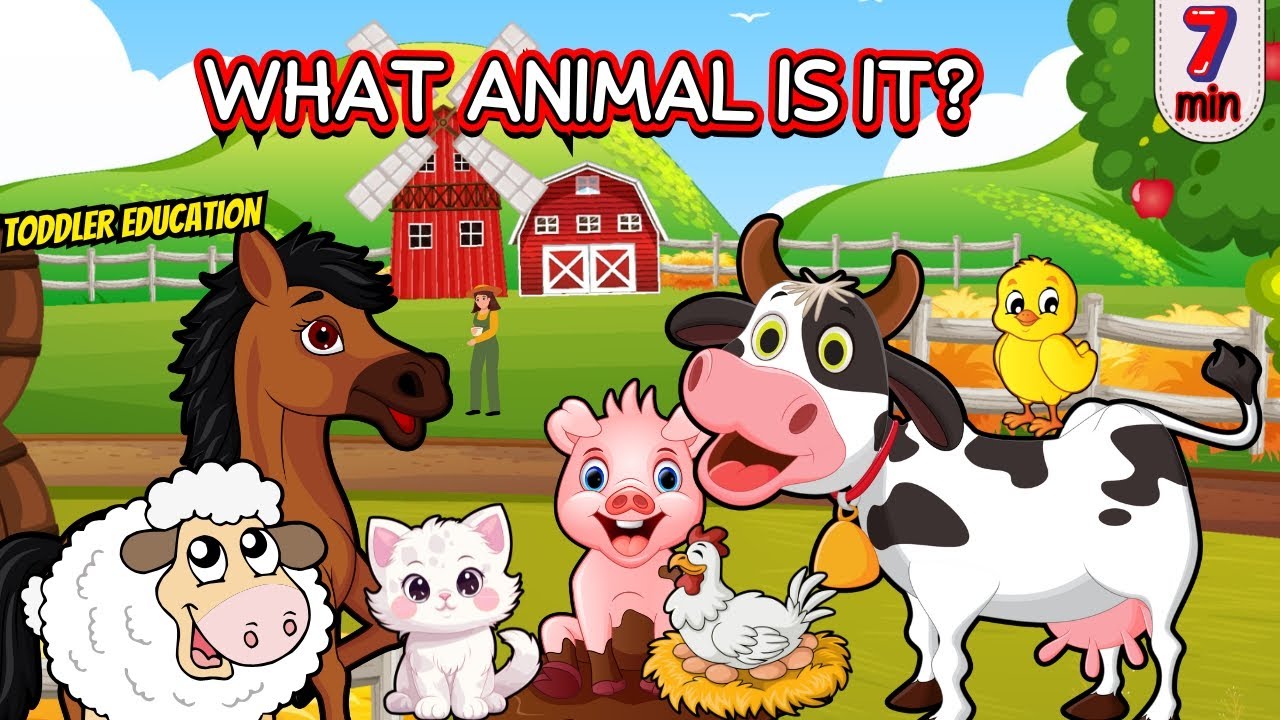 Toddler Learning Farm Animal Sounds | Guess the Animal Game for Kids | What Animal Is It?