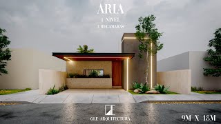 EXCELENTE DISTRIBUCIÓN EN 1 PISO | 3 RECAMARAS | 9m X 18M | CASA ARIA POR GLE ARQUITECTURA