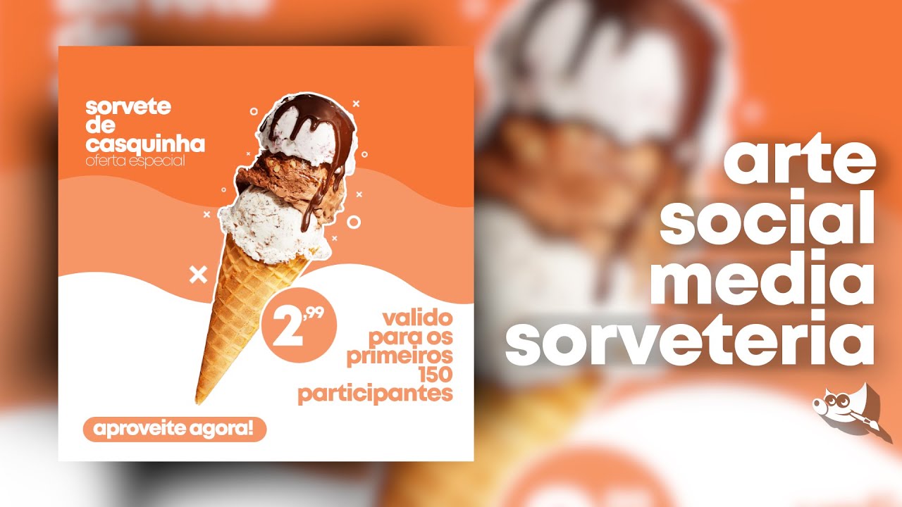 Arte Social Media Sorveteria 2021 | GIMP Tutorial