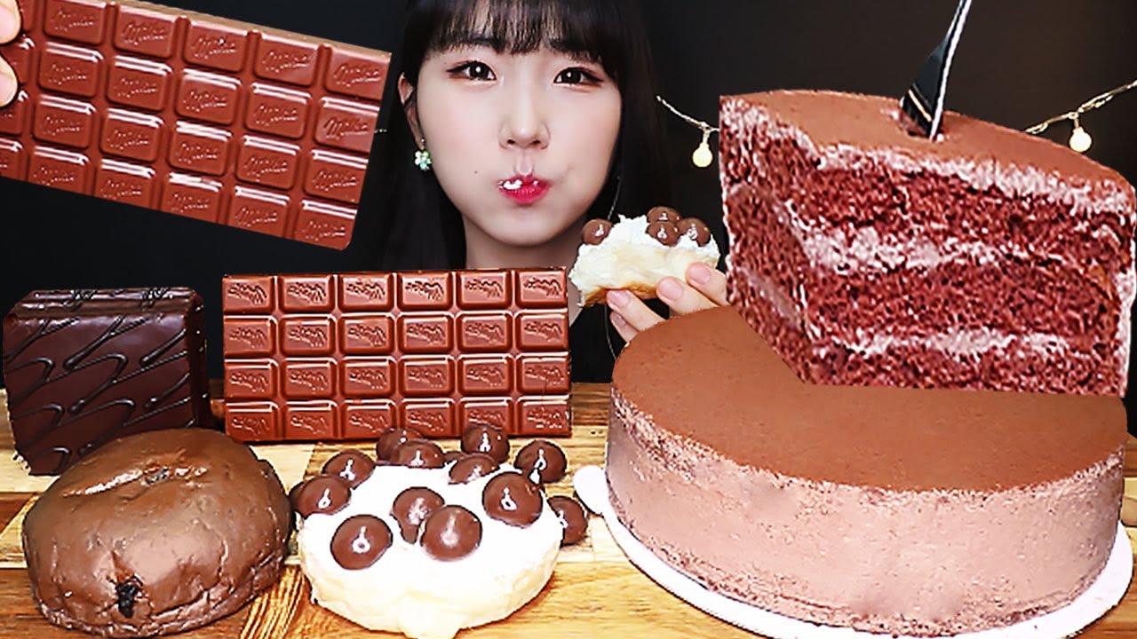 초콜릿 케이크, 초콜릿 디저트 먹방🍫ASMR MUKBANG CHOCOLATE CAKE, CREAM BUN, CHOCOLATE BAR EATING SOUNDS チョコレート·デザート