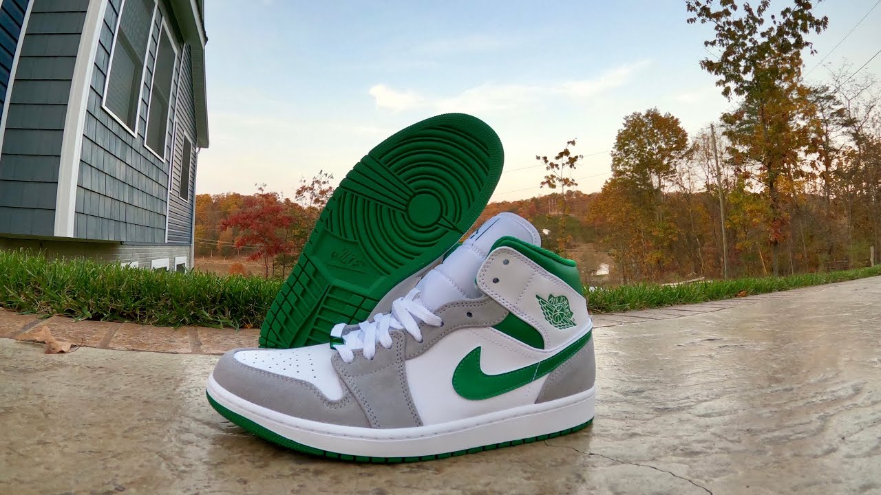 jordan 1 mid grey pine green