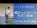 捕まったボールを打つ技術　スイングは二回ひねりの技が必要