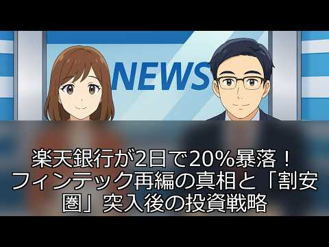楽天銀行が2日で20%暴落！フィンテック再編の真相と「割安圏」突入後の投資戦略