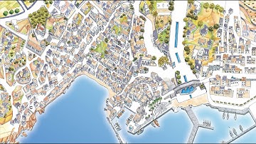 Video-Hand-Illustrated Map of Naoussa, Paros! HD