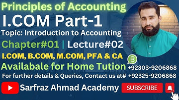 Accounting ICOM Part-1 | Chapter#1 | Lecture#02 | Introduction to Accounting | Sarfraz Ahmad Academy