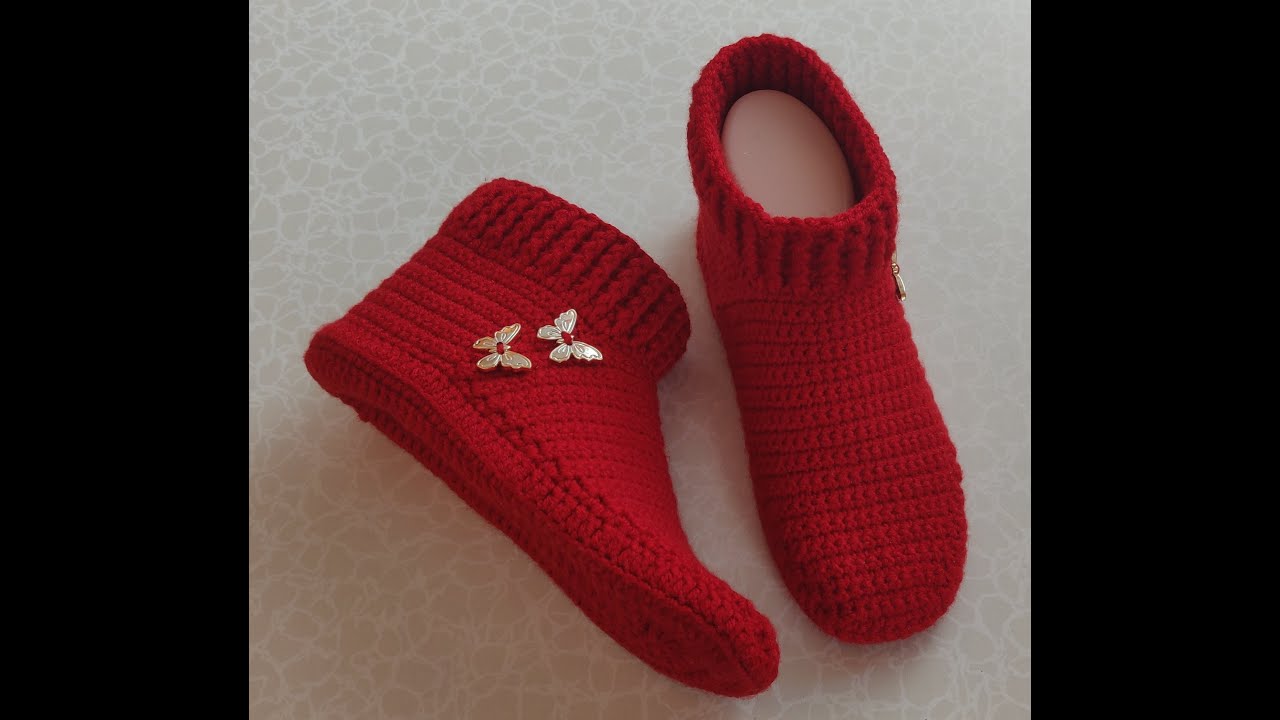 Cum se croseteaza o pereche de papucei de casa