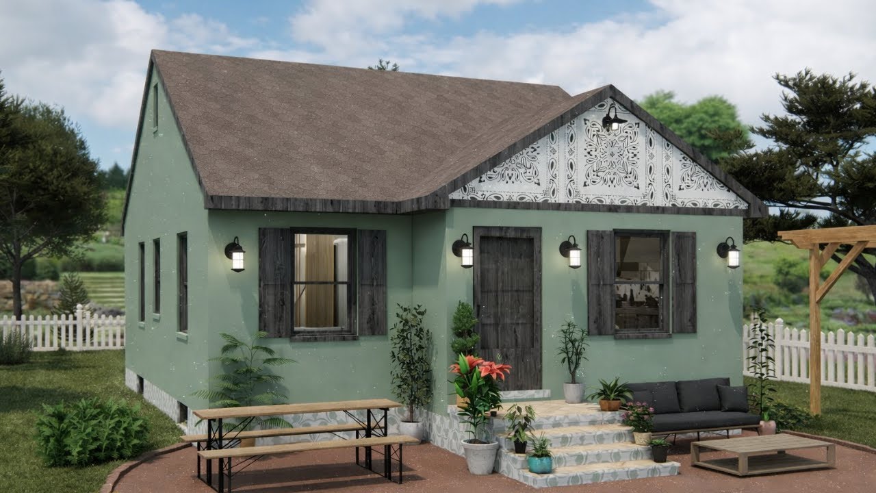 24x31 ft (7x9 m) Loft Cottage House | Cozy Small Home with Smart Design