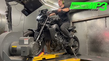 Yamaha MT09 Dyno video ECU Flash Mapping Dominator exhaust DNA stage 2 P3 tuning