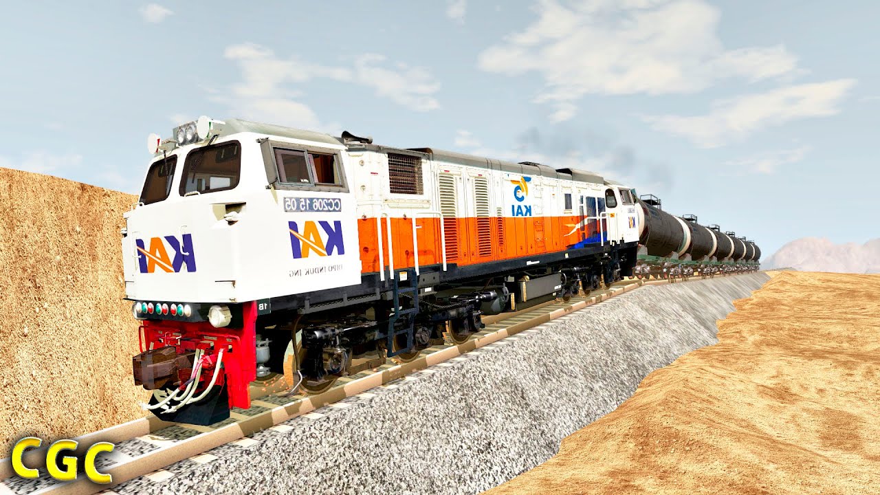 Trains on a Steep Hill BeamNG Drive