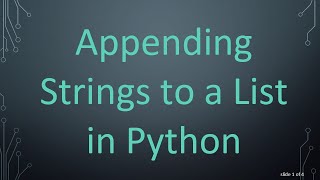 Appending Strings to a List in Python