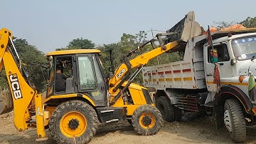 JCB Machine Amazing Work on Sandy Place - JCB Loading Gravel in Dump Truck - JCB Working in Crusher