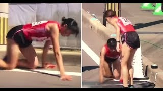 Japanese Runner Crawls Courageously to Finish Line With Her Fractured Leg