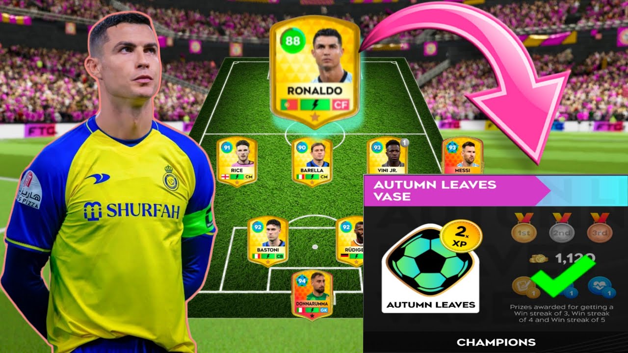 DLS 25 AUTUMN LEAVES VASE EVENT CHAMPION WITH RONALDO. AND MBAPPE. F T G HD BRO 