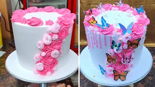 Pink Colour Birthday Cake Design | Beautiful Cake Design | Butterfly Theme Cake Design