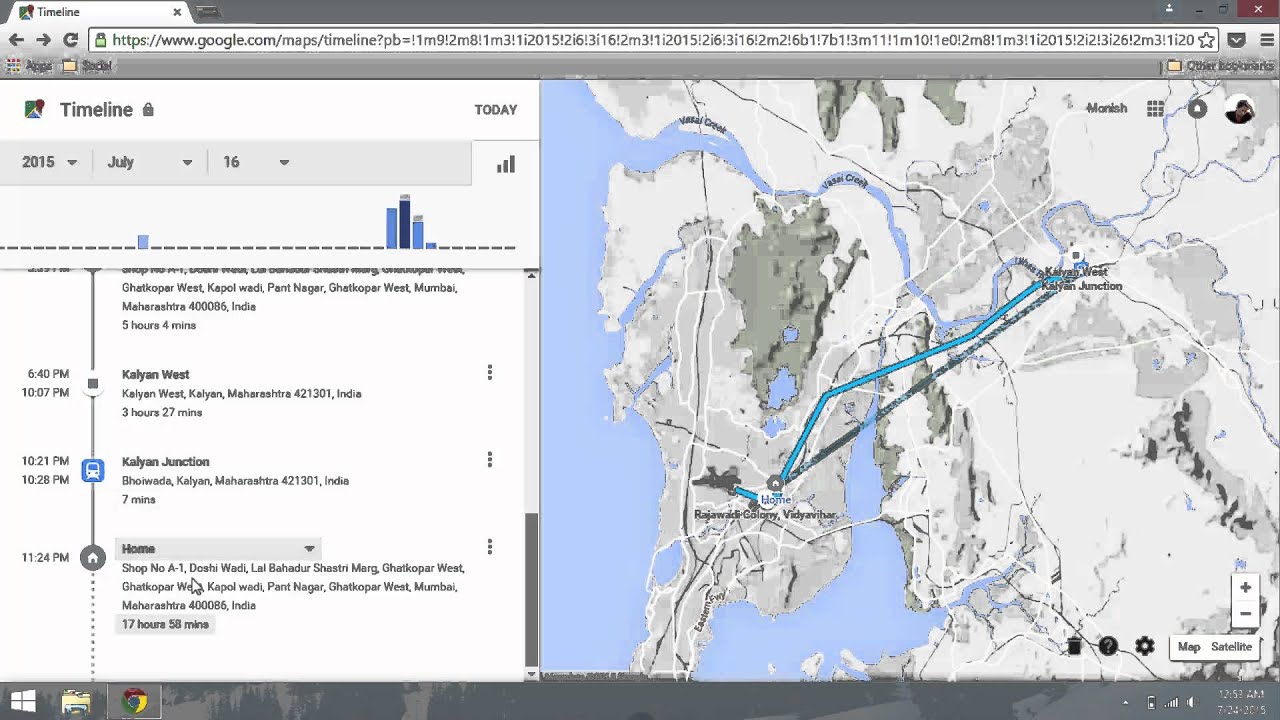 google maps timeline