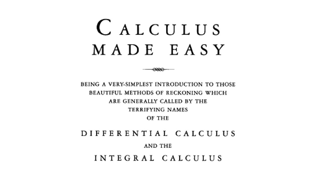 El Libro De C lculo M s F cil Calculus Made Easy Por Thompson Y El libro de c lculo m s f cil calculus made easy por thompson y