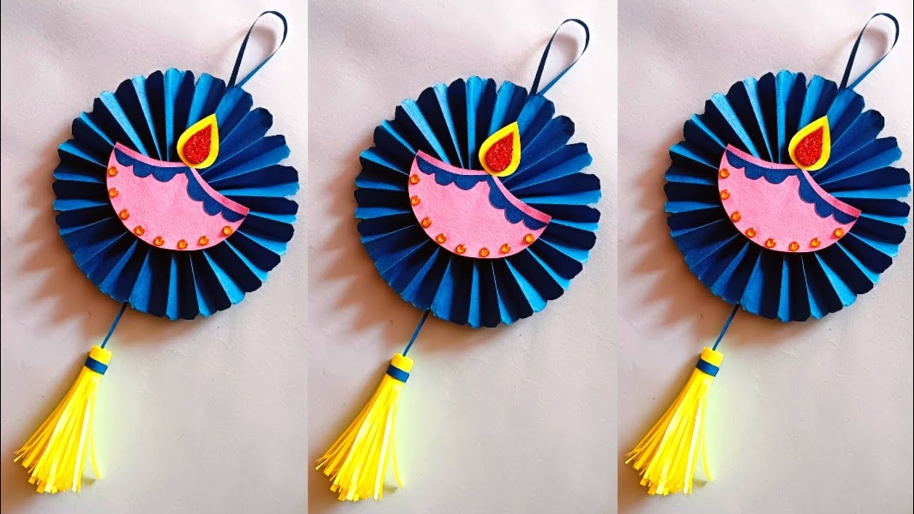 Wall Hanging Craft idea/Diwali Paper Craft/Paper Diya Wall Hanging ...