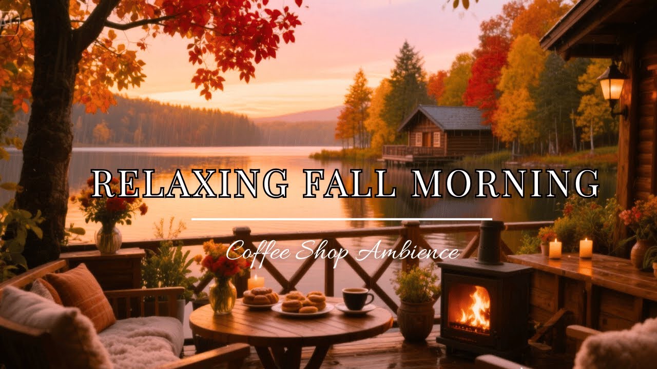Crackling Fireplace & Smooth Jazz Instrumental 🍂 Warm Jazz Music at Cozy Fall Coffee Shop Ambience