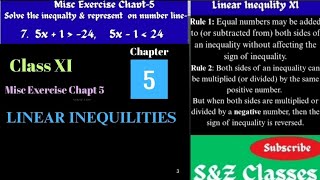 Class XI | Q No. (7-10) | Misc Exercise 5 | Chapt-5 | Linear Inequalities | NCERT | CBSE | S&Z Cl...