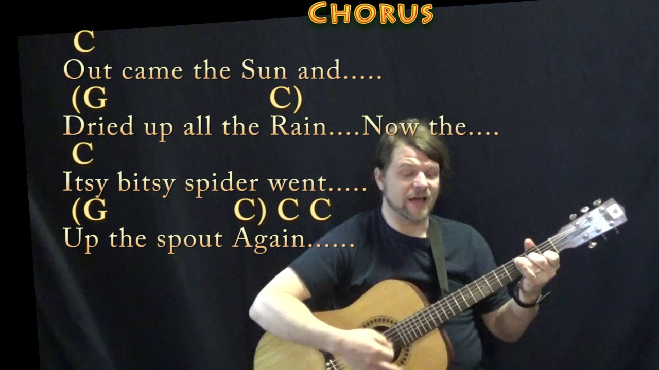 Itsy Bitsy Spider (Kid Song) Strum Guitar Cover Lesson in C Major with