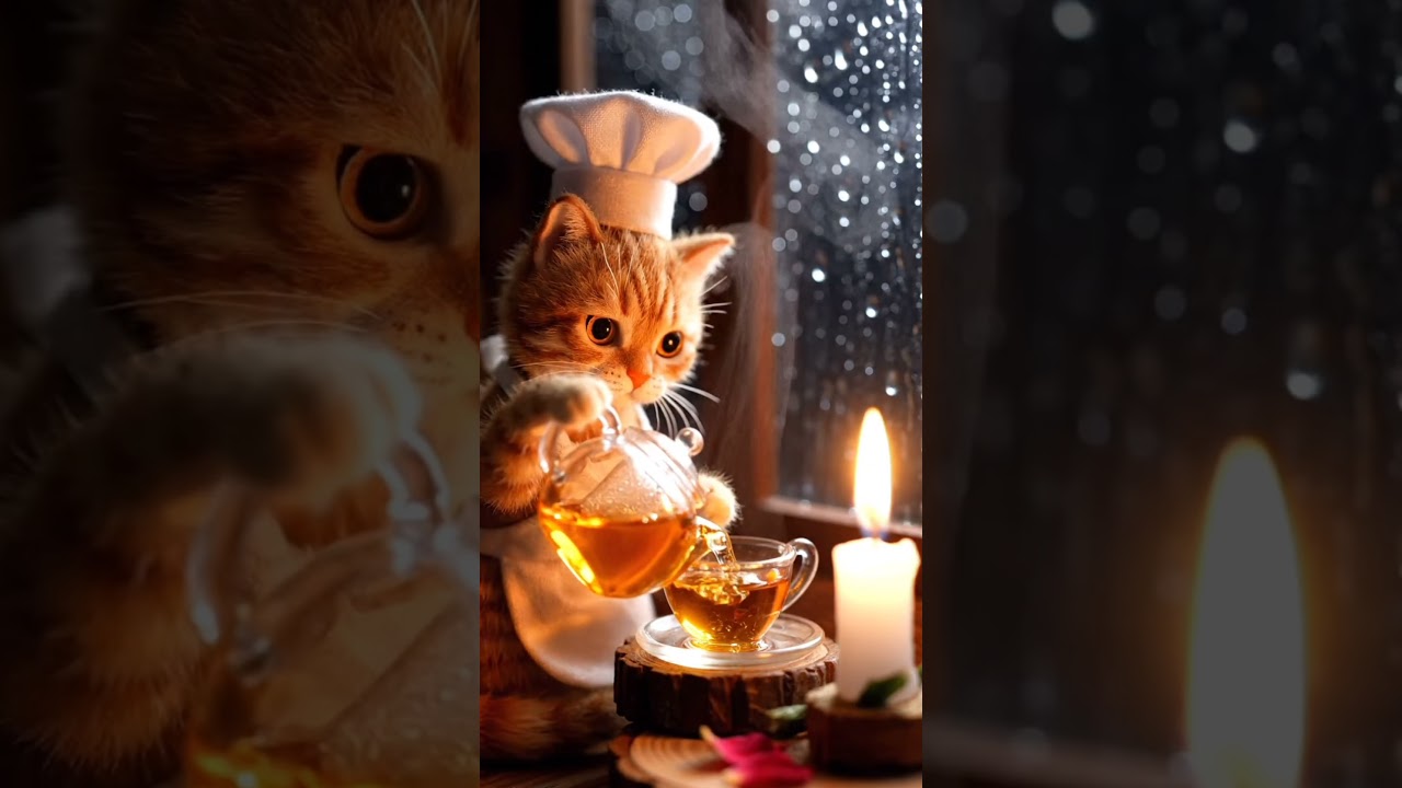 Chef Cat making tea for herself l ASMR 