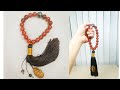 A Quiet Moment of Making | 19-Bead Hand Mala with Red &amp; Onyx | Slow Craft #diy #编绳教程