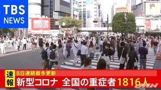 【速報】新型コロナ、全国の重症者１８１６人 ８日連続の最多更新