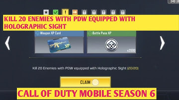 KILL 20 ENEMIES WITH PDW EQUIPPED WITH HOLOGRAPHIC SIGHT CLOSE QUARTERS MASTER CALL OF DUTY MOBILE