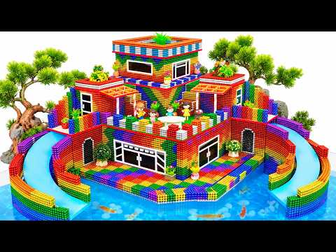 DIY - How To Make a Modern Rainbow Mansion with Slide Pool FROM Magnetic Balls | ASMR Satisfying