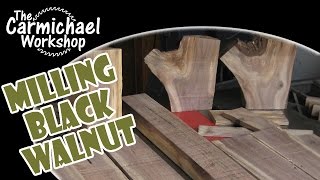 Milling Black Walnut Logs with a Craftsman 12" Band Saw I cut two black walnut logs into boards of various thicknesses. I used a 1/4" 4 tpi blade, since that
