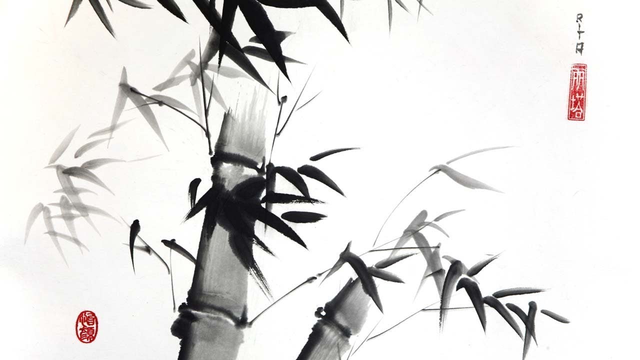 水墨】Japanese painting, sumi-e Draw in 2minutes【Crane】 - YouTube