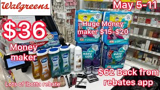 Walgreens Couponing May 511|| $36 Money maker, lots of ibotta offer|| huge money maker pampers