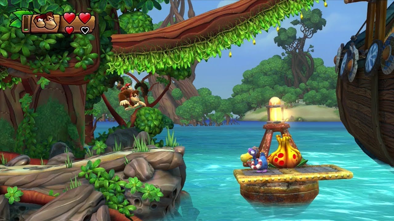 Donkey Kong Country: Tropical Freeze (Wii U 720p) World 1-2: Shipwreck ...