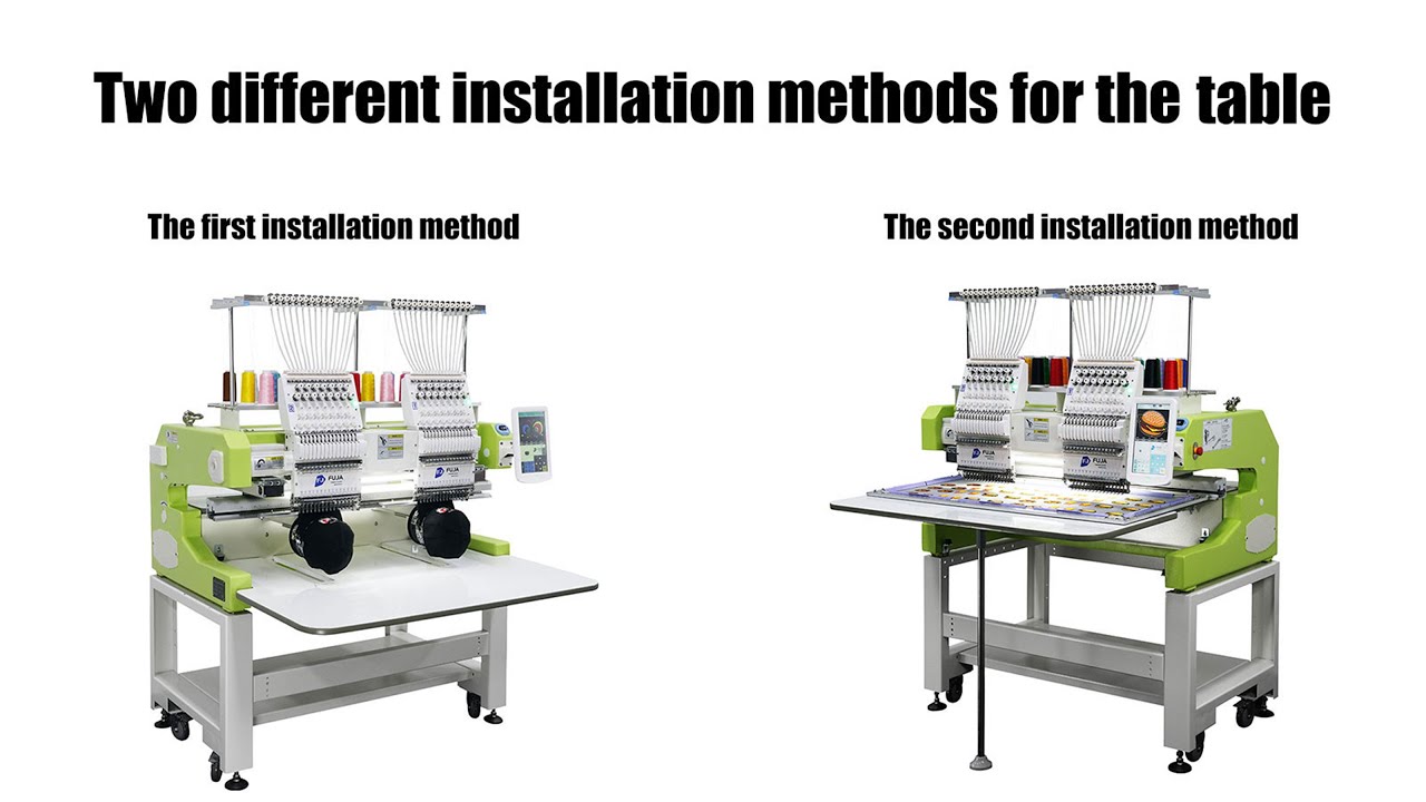 How to install the table on 2 heads embroidery machine?