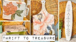 Thrift to Treasure - 5 Thrift Flips using DIY Paint and Decoupage Paper - Prepping for Antique Acres