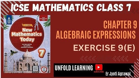 ICSE Class 7 || New Mathematics Today || OP Malhotra || 9. Algebraic Expressions || Exercise 9(E)